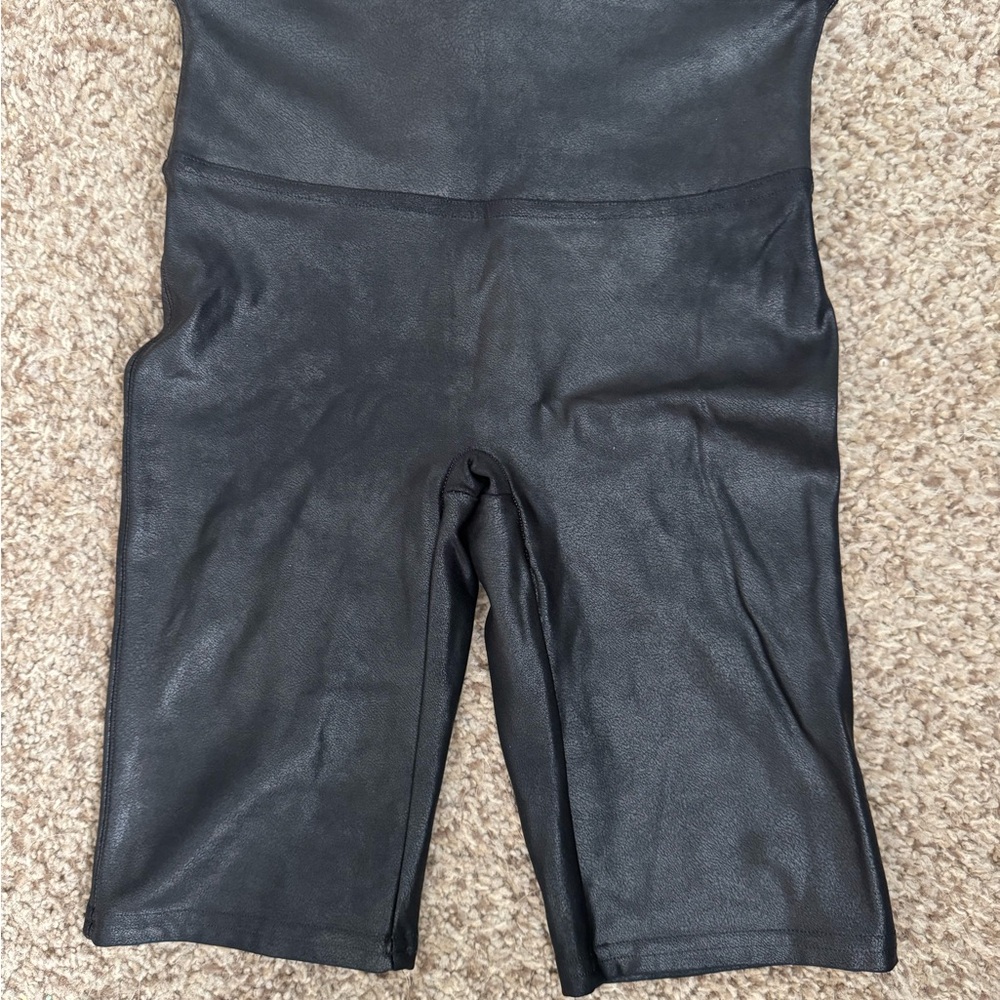 Black Faux Leather Biker spanx Shorts